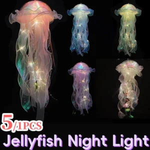 5-1PCS RGB Jellyfish Lamp Colorful Night Light Jellyfish Atmosphere Light Lamp Hanging Ceiling Lantern Creative Jellyfish Lamp