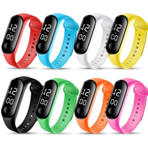 8pcs Children Watches for Girls Rubber Strap Waterproof School Student LED Watch Women Sports Men Digital Clock